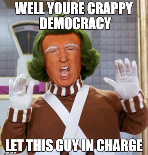 WELL YOURE CRAPPY DEMOCRACY LET THIS GUY IN CHARGE | made w/ Imgflip meme maker