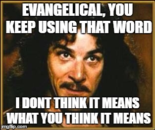 princess bride | EVANGELICAL, YOU KEEP USING THAT WORD; I DONT THINK IT MEANS WHAT YOU THINK IT MEANS | image tagged in princess bride | made w/ Imgflip meme maker