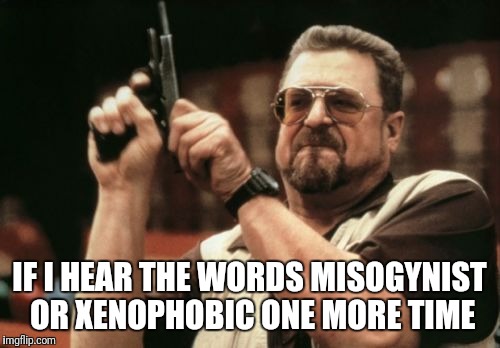 Am I The Only One Around Here | IF I HEAR THE WORDS MISOGYNIST OR XENOPHOBIC ONE MORE TIME | image tagged in memes,am i the only one around here | made w/ Imgflip meme maker