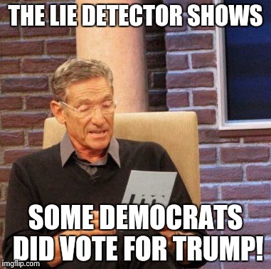 Maury Lie Detector Meme | THE LIE DETECTOR SHOWS; SOME DEMOCRATS DID VOTE FOR TRUMP! | image tagged in memes,maury lie detector | made w/ Imgflip meme maker