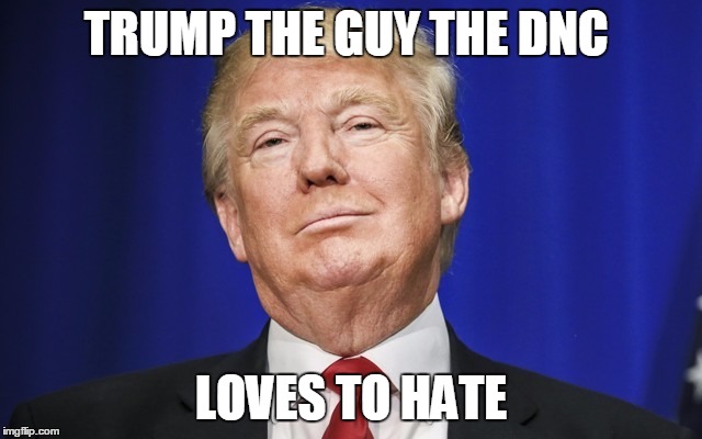 TRUMP THE GUY THE DNC; LOVES TO HATE | image tagged in trumped | made w/ Imgflip meme maker