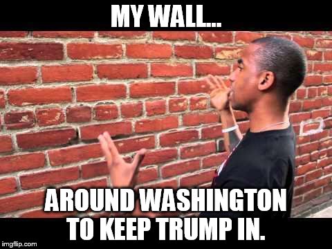 Brick wall guy | MY WALL... AROUND WASHINGTON TO KEEP TRUMP IN. | image tagged in brick wall guy | made w/ Imgflip meme maker