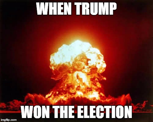 no title needed | WHEN TRUMP; WON THE ELECTION | image tagged in memes,nuclear explosion | made w/ Imgflip meme maker