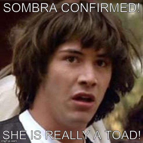 Conspiracy Keanu Meme | SOMBRA CONFIRMED! SHE IS REALLY A TOAD! | image tagged in memes,conspiracy keanu | made w/ Imgflip meme maker