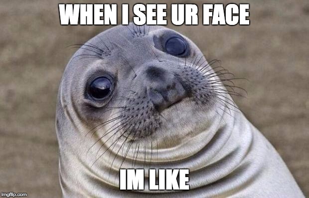 Awkward Moment Sealion Meme | WHEN I SEE UR FACE; IM LIKE | image tagged in memes,awkward moment sealion | made w/ Imgflip meme maker