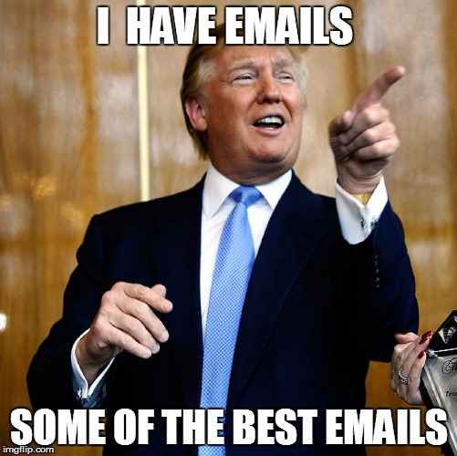 Donald Trump | I  HAVE EMAILS; SOME OF THE BEST EMAILS | image tagged in donald trump | made w/ Imgflip meme maker