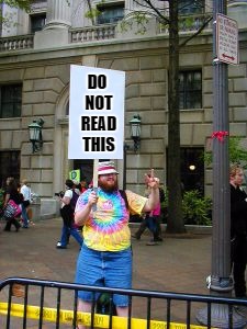 Protester | DO NOT READ THIS | image tagged in protester | made w/ Imgflip meme maker