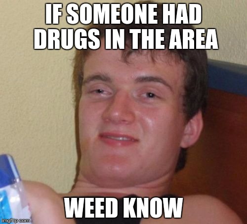 10 Guy Meme | IF SOMEONE HAD DRUGS IN THE AREA; WEED KNOW | image tagged in memes,10 guy | made w/ Imgflip meme maker