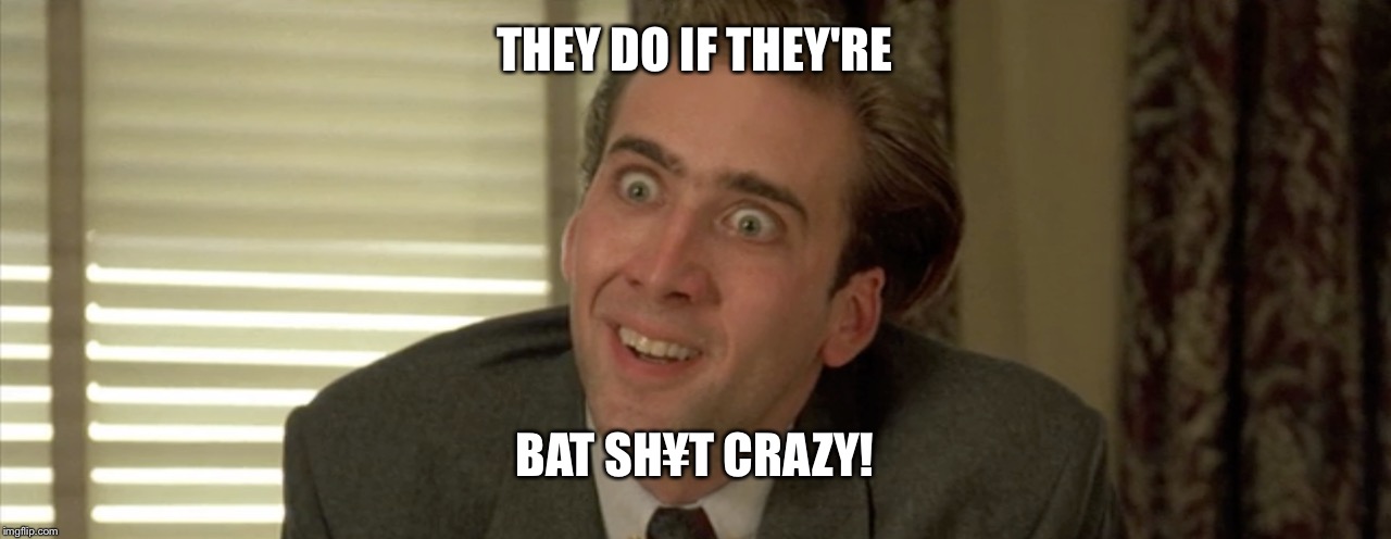 THEY DO IF THEY'RE BAT SH¥T CRAZY! | made w/ Imgflip meme maker