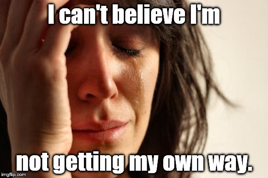First World Problems Meme | I can't believe I'm not getting my own way. | image tagged in memes,first world problems | made w/ Imgflip meme maker