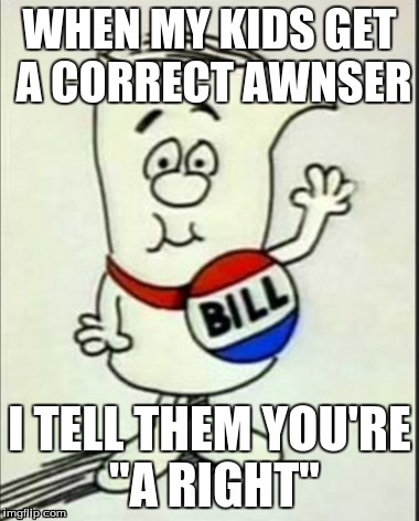 WHEN MY KIDS GET A CORRECT AWNSER; I TELL THEM YOU'RE "A RIGHT" | image tagged in law | made w/ Imgflip meme maker