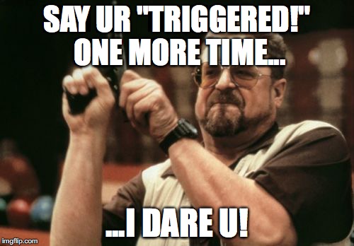 Am I The Only One Around Here Meme | SAY UR "TRIGGERED!" ONE MORE TIME... ...I DARE U! | image tagged in memes,am i the only one around here | made w/ Imgflip meme maker