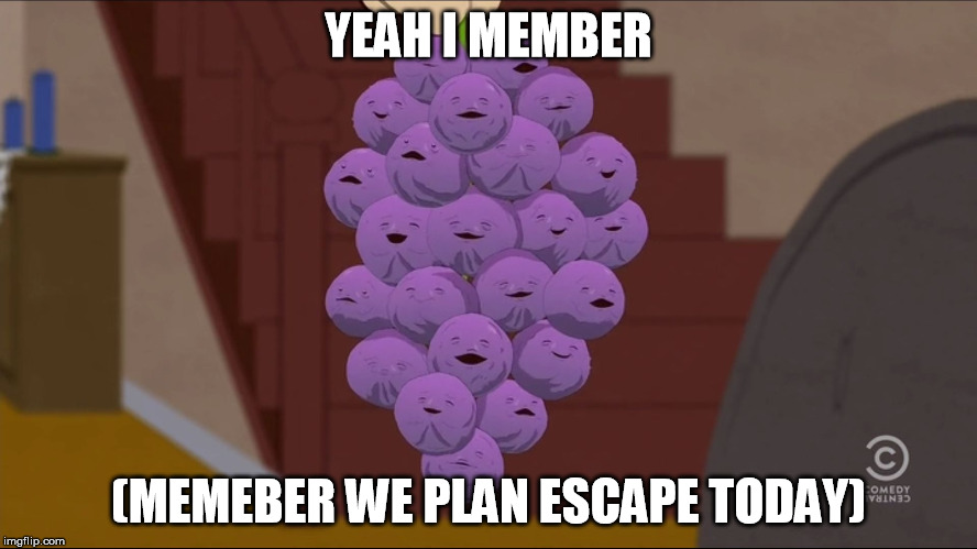 Member Berries Meme | YEAH I MEMBER (MEMEBER WE PLAN ESCAPE TODAY) | image tagged in memes,member berries | made w/ Imgflip meme maker