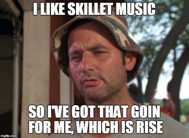 Rise, Rise, Rise And Revolution!!! | I LIKE SKILLET MUSIC; SO I'VE GOT THAT GOIN FOR ME, WHICH IS RISE | image tagged in memes,so i got that goin for me which is nice,song lyrics | made w/ Imgflip meme maker