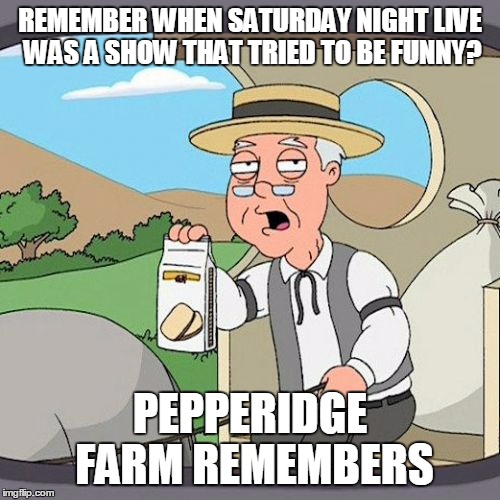 Pepperidge Farm Remembers Meme | REMEMBER WHEN SATURDAY NIGHT LIVE WAS A SHOW THAT TRIED TO BE FUNNY? PEPPERIDGE FARM REMEMBERS | image tagged in memes,pepperidge farm remembers | made w/ Imgflip meme maker