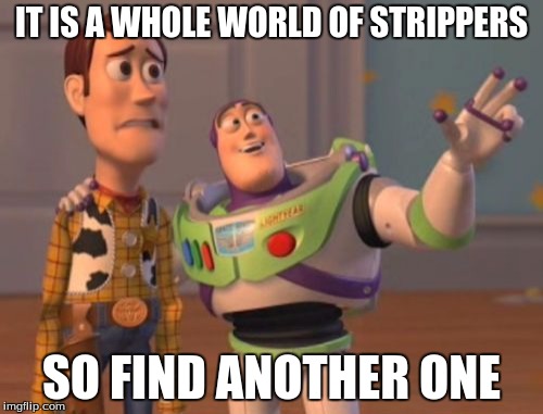 X, X Everywhere | IT IS A WHOLE WORLD OF STRIPPERS; SO FIND ANOTHER ONE | image tagged in memes,x x everywhere | made w/ Imgflip meme maker