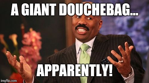 Steve Harvey Meme | A GIANT DOUCHEBAG... APPARENTLY! | image tagged in memes,steve harvey | made w/ Imgflip meme maker