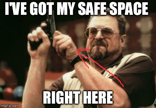 Am I The Only One Around Here Meme | I'VE GOT MY SAFE SPACE RIGHT HERE | image tagged in memes,am i the only one around here | made w/ Imgflip meme maker