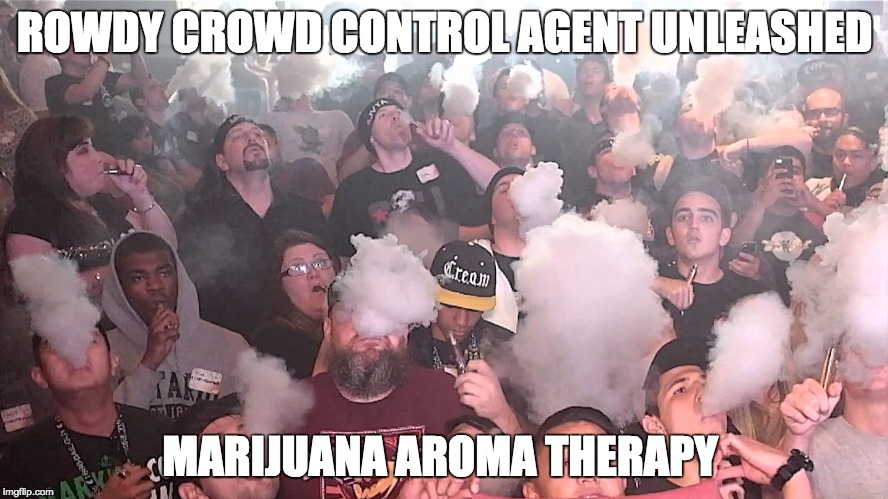 ROWDY CROWD CONTROL AGENT UNLEASHED; MARIJUANA AROMA THERAPY | image tagged in seattle | made w/ Imgflip meme maker