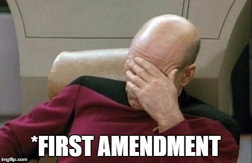 Captain Picard Facepalm Meme | *FIRST AMENDMENT | image tagged in memes,captain picard facepalm | made w/ Imgflip meme maker