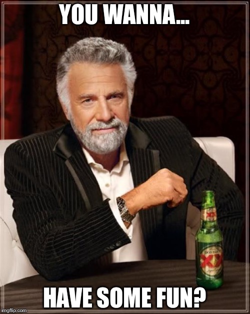The Most Interesting Man In The World | YOU WANNA... HAVE SOME FUN? | image tagged in memes,the most interesting man in the world | made w/ Imgflip meme maker