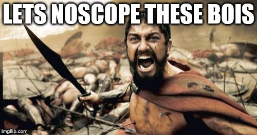 Sparta Leonidas | LETS NOSCOPE THESE BOIS | image tagged in memes,sparta leonidas | made w/ Imgflip meme maker