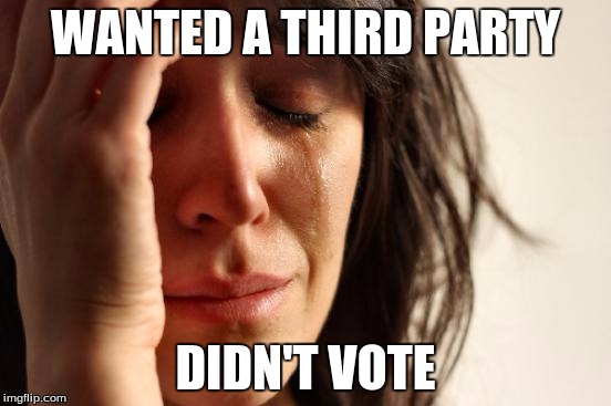 First World Problems Meme | WANTED A THIRD PARTY DIDN'T VOTE | image tagged in memes,first world problems | made w/ Imgflip meme maker