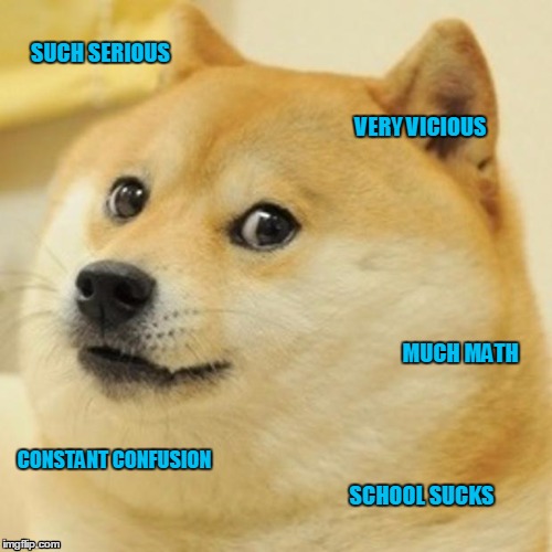 alliteration  | SUCH SERIOUS; VERY VICIOUS; MUCH MATH; CONSTANT CONFUSION; SCHOOL SUCKS | image tagged in memes,doge | made w/ Imgflip meme maker
