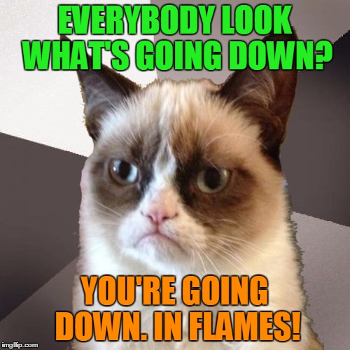 EVERYBODY LOOK WHAT'S GOING DOWN? YOU'RE GOING DOWN. IN FLAMES! | made w/ Imgflip meme maker