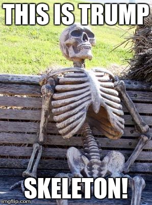 Waiting Skeleton Meme | THIS IS TRUMP; SKELETON! | image tagged in memes,waiting skeleton | made w/ Imgflip meme maker