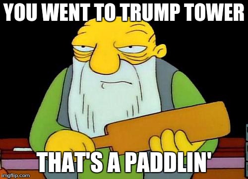 That's a paddlin' | YOU WENT TO TRUMP TOWER; THAT'S A PADDLIN' | image tagged in memes,that's a paddlin' | made w/ Imgflip meme maker