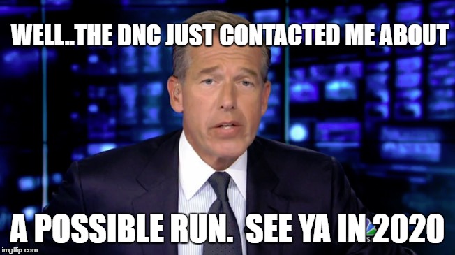 WELL..THE DNC JUST CONTACTED ME ABOUT A POSSIBLE RUN.  SEE YA IN 2020 | made w/ Imgflip meme maker