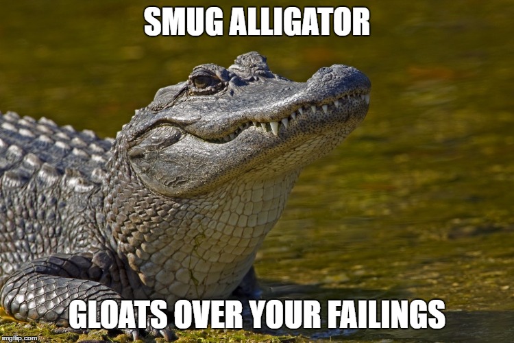 Success Alligator | SMUG ALLIGATOR; GLOATS OVER YOUR FAILINGS | image tagged in memes,alligator | made w/ Imgflip meme maker