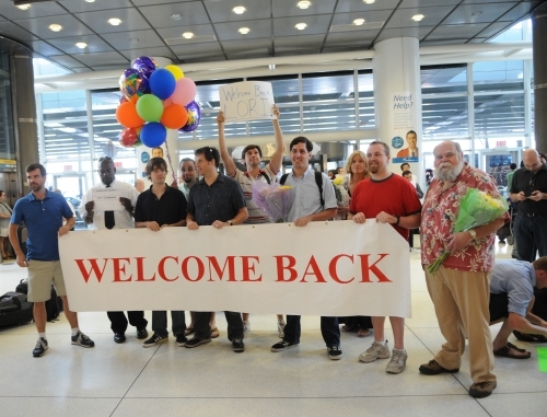 Welcome Party At Airport Blank Meme Template