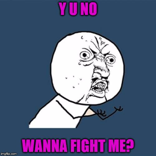 Y U No Meme | Y U NO; WANNA FIGHT ME? | image tagged in memes,y u no | made w/ Imgflip meme maker