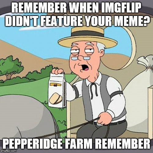 Pepperidge Farm Remembers | REMEMBER WHEN IMGFLIP DIDN'T FEATURE YOUR MEME? PEPPERIDGE FARM REMEMBER | image tagged in memes,pepperidge farm remembers,feature,please | made w/ Imgflip meme maker