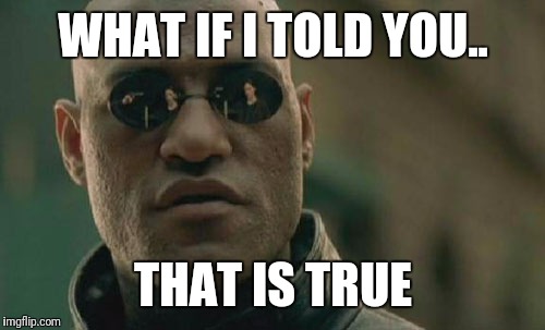 WHAT IF I TOLD YOU.. THAT IS TRUE | image tagged in memes,matrix morpheus | made w/ Imgflip meme maker