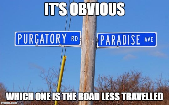 IT'S OBVIOUS WHICH ONE IS THE ROAD LESS TRAVELLED | made w/ Imgflip meme maker