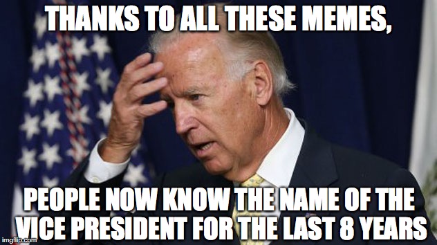 Vice President? | THANKS TO ALL THESE MEMES, PEOPLE NOW KNOW THE NAME OF THE VICE PRESIDENT FOR THE LAST 8 YEARS | image tagged in vice,president,biden,election,2016,joe biden | made w/ Imgflip meme maker