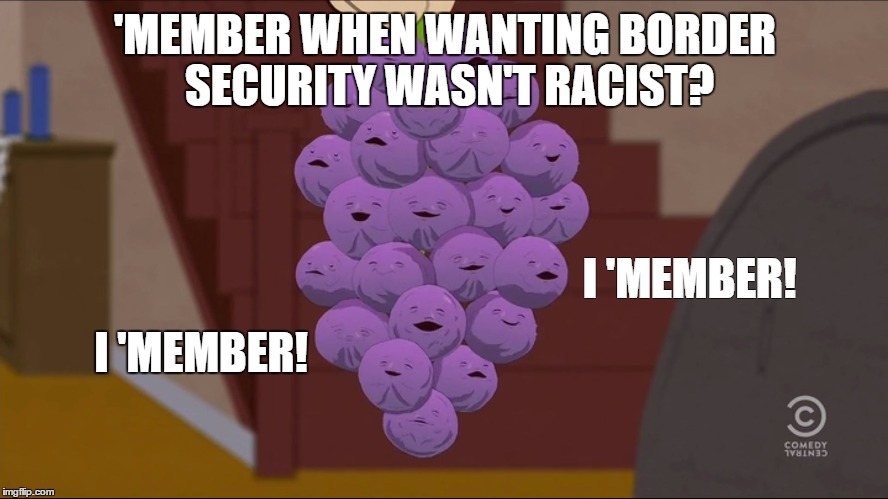 Member Berries Meme | 'MEMBER WHEN WANTING BORDER SECURITY WASN'T RACIST? I 'MEMBER! I 'MEMBER! | image tagged in memes,member berries | made w/ Imgflip meme maker
