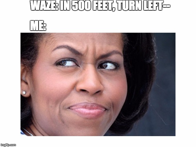 Driving problems | WAZE: IN 500 FEET, TURN LEFT--; ME: | image tagged in siri,waze,driving,map,funny,fml | made w/ Imgflip meme maker