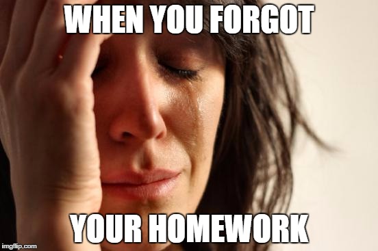 First World Problems | WHEN YOU FORGOT; YOUR HOMEWORK | image tagged in memes,first world problems | made w/ Imgflip meme maker