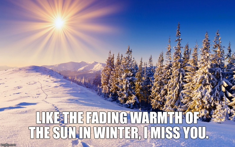 Winter sun | LIKE THE FADING WARMTH OF THE SUN IN WINTER, I MISS YOU. | image tagged in winter sun | made w/ Imgflip meme maker