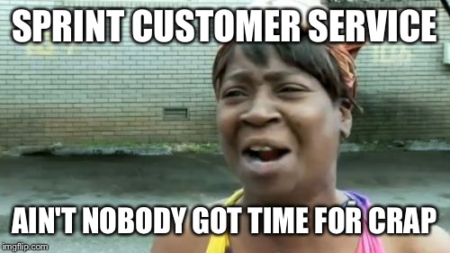 Ain't Nobody Got Time For That | SPRINT CUSTOMER SERVICE; AIN'T NOBODY GOT TIME FOR CRAP | image tagged in memes,aint nobody got time for that | made w/ Imgflip meme maker