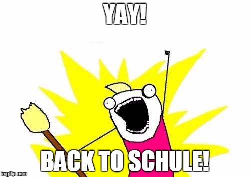 X All The Y | YAY! BACK TO SCHULE! | image tagged in memes,x all the y | made w/ Imgflip meme maker