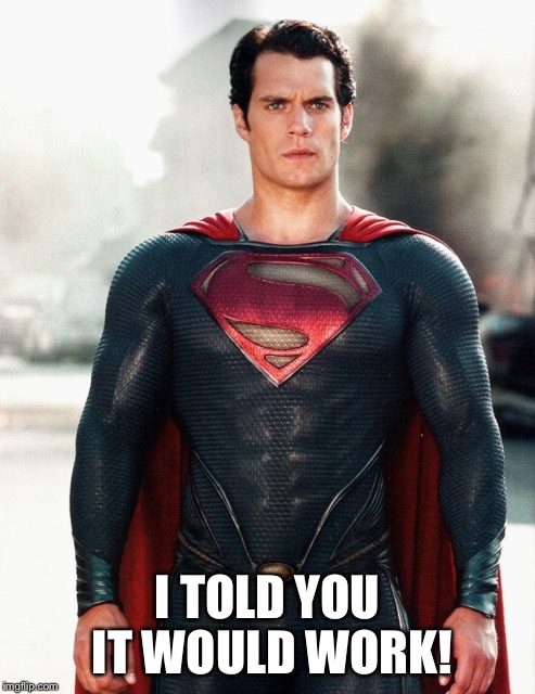 Superman | I TOLD YOU IT WOULD WORK! | image tagged in superman | made w/ Imgflip meme maker