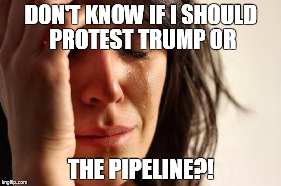 Protest everything! | DON'T KNOW IF I SHOULD PROTEST TRUMP OR; THE PIPELINE?! | image tagged in memes,first world problems,protest,trump,pipeline | made w/ Imgflip meme maker