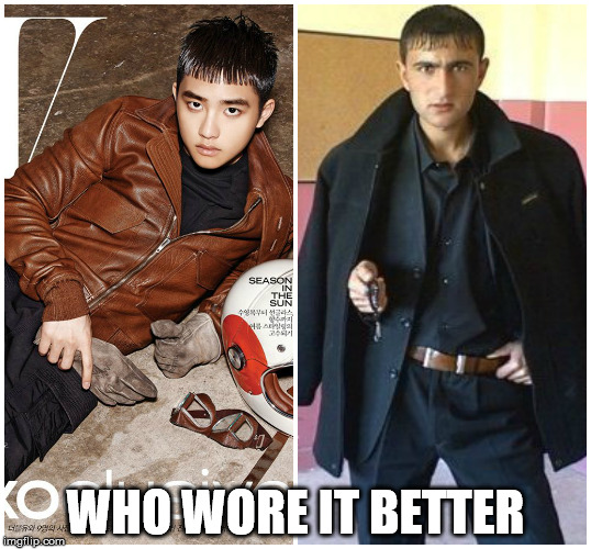 WHO WORE IT BETTER | image tagged in kpop,exo,apai | made w/ Imgflip meme maker