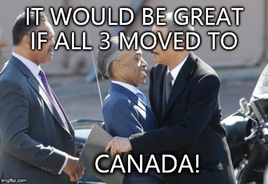 3 Assholes | IT WOULD BE GREAT IF ALL 3 MOVED TO; CANADA! | image tagged in 3 assholes | made w/ Imgflip meme maker