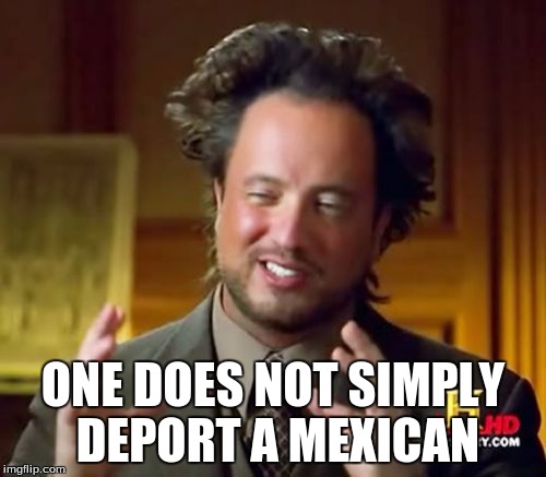 Ancient Aliens | ONE DOES NOT SIMPLY DEPORT A MEXICAN | image tagged in memes,ancient aliens | made w/ Imgflip meme maker